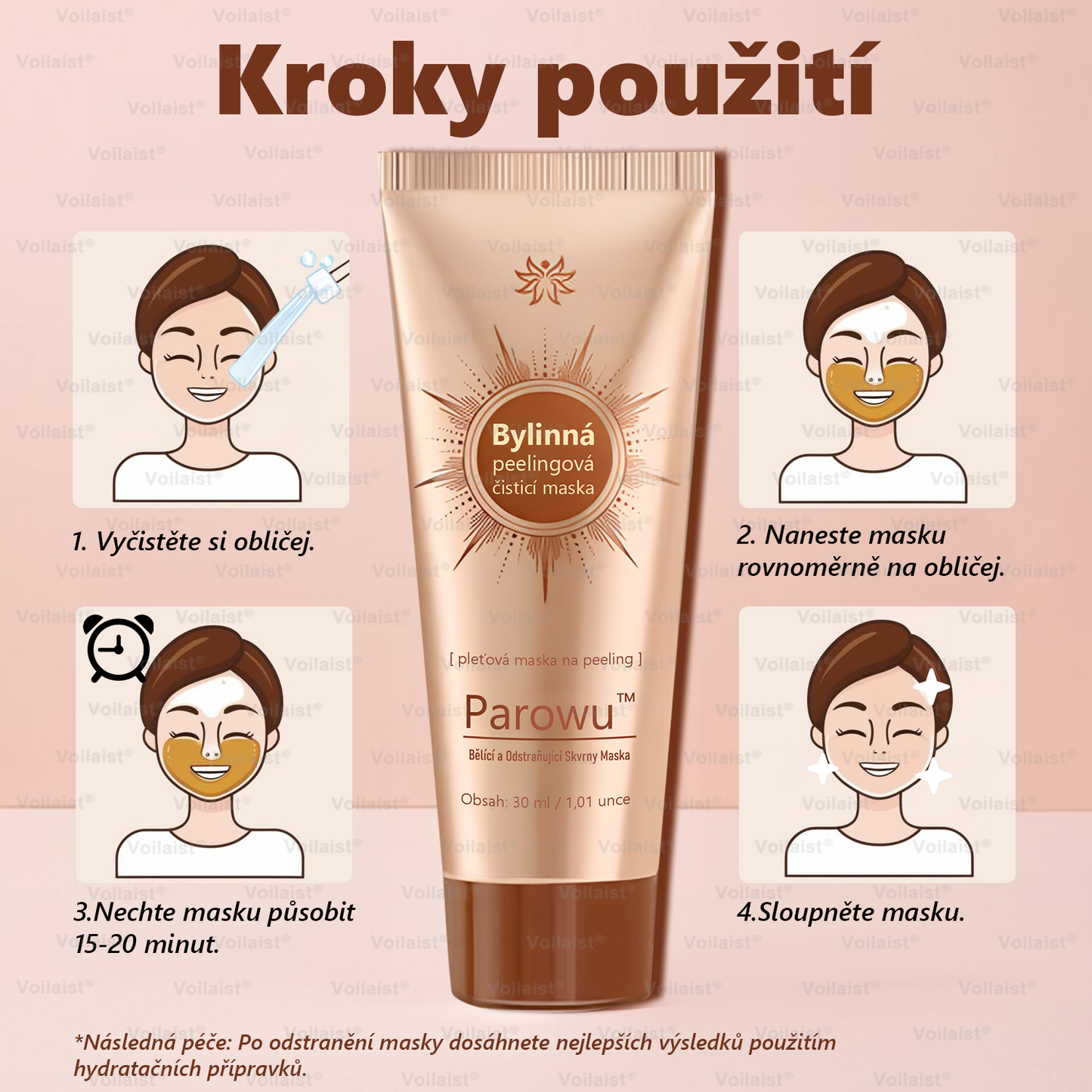 𝗣𝗮𝗿𝗼𝘄𝘂™ Bělící a Odstraňující Skvrny Maska – Přírodní složky trvale odstraňují pigmentové skvrny, stařecké skvrny, pihy a sluneční skvrny.